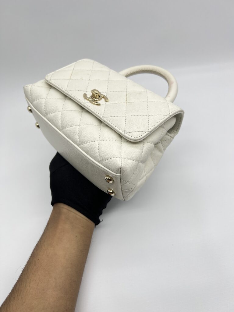 Chanel Mini Coco Handle Caviar White LGHW