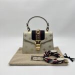 Gucci Sylvie Mini Leather White Bees GHW