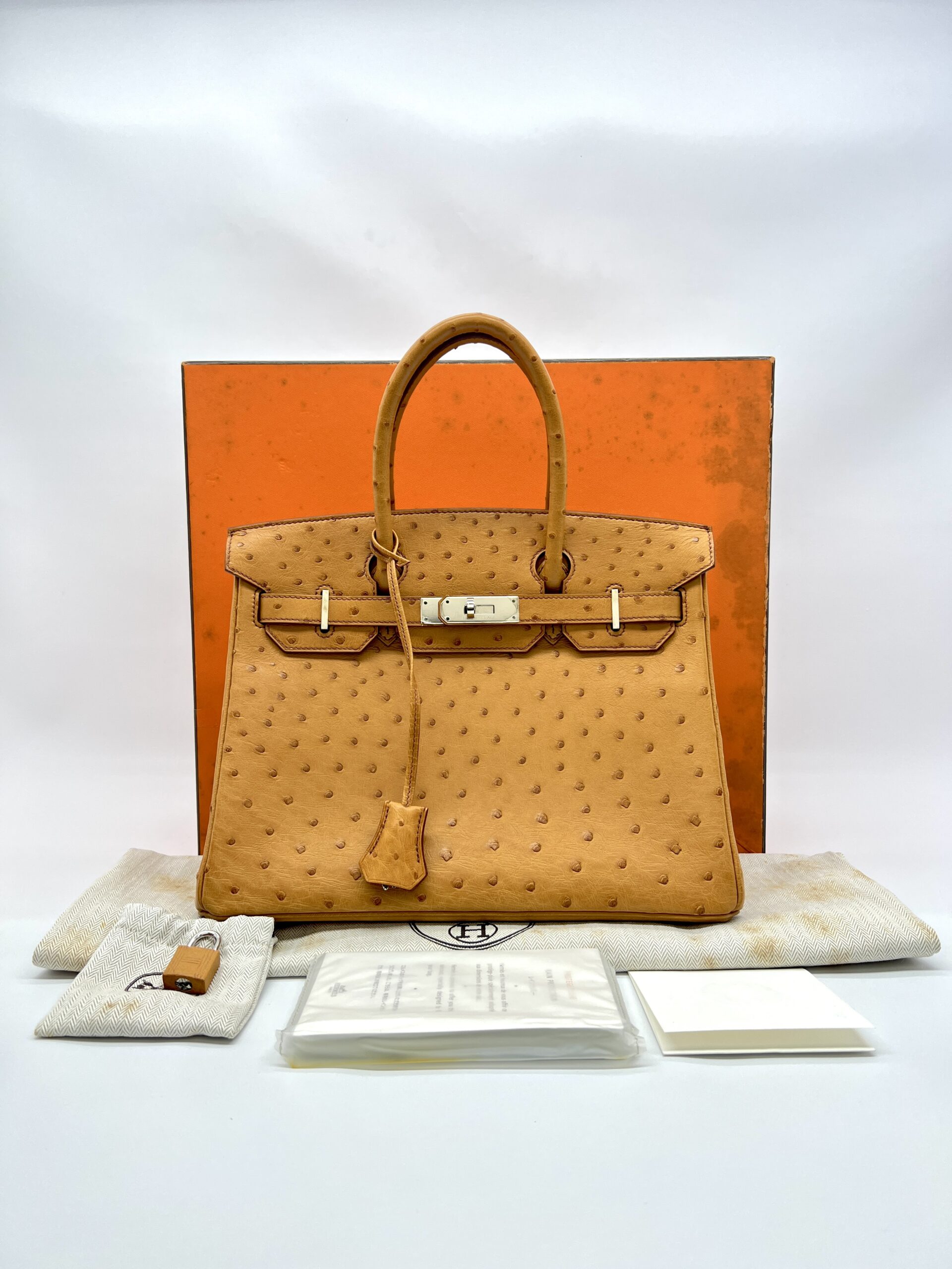Hermes Birkin 30 Ostrich Tabac Camel PHW