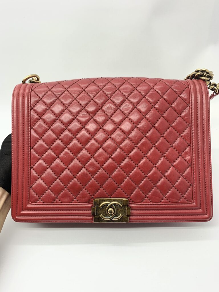 Chanel Boy 30 Lambskin Red GHW