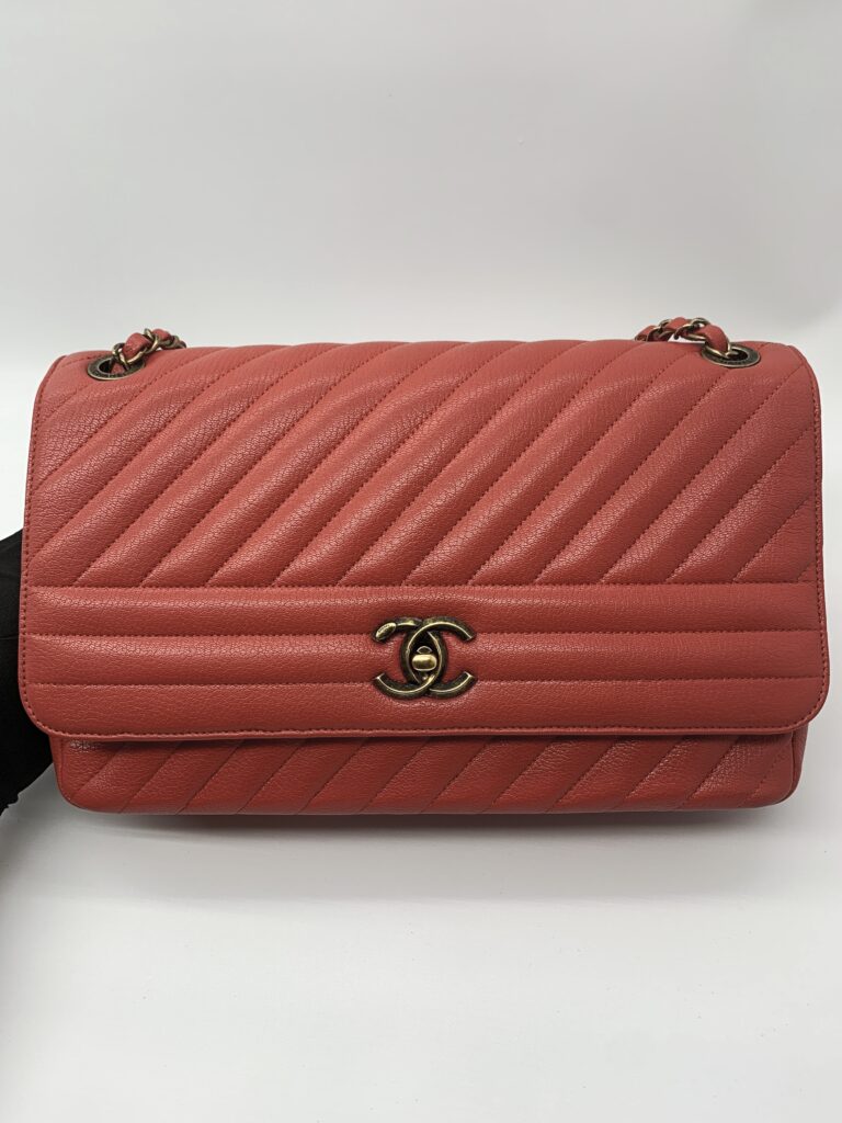Chanel Flap Bag Caviar Red Orange GHW