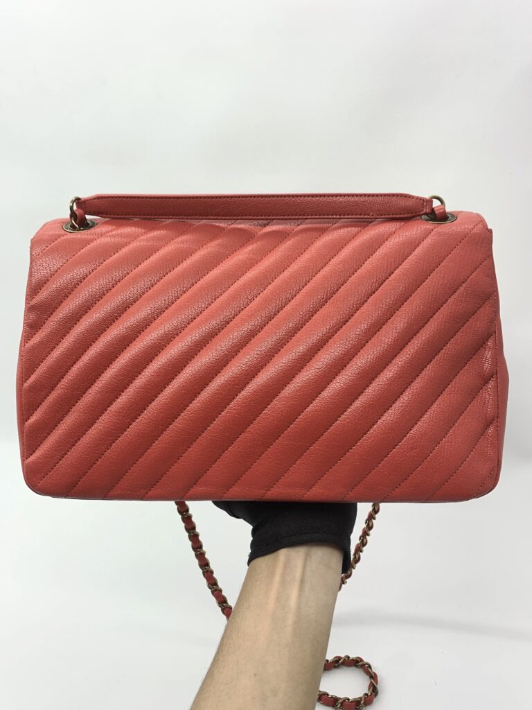 Chanel Flap Bag Caviar Red Orange GHW