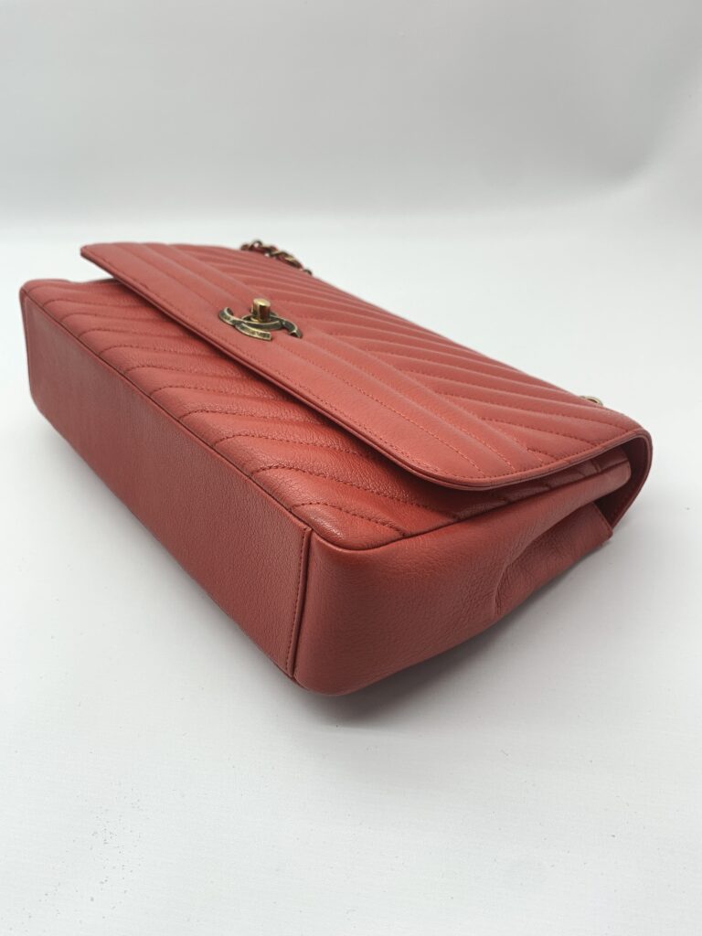 Chanel Flap Bag Caviar Red Orange GHW