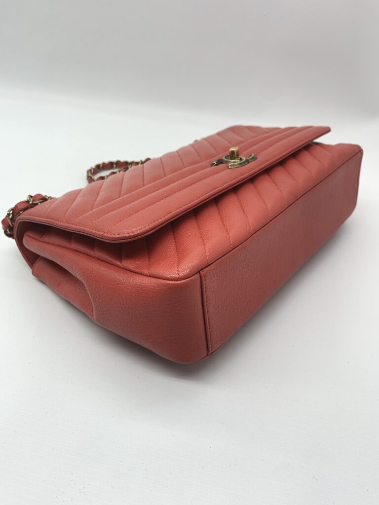 Chanel Flap Bag Caviar Red Orange GHW