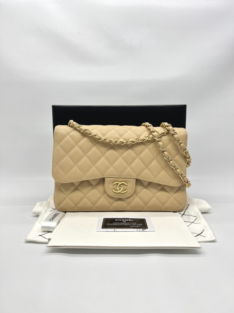 Chanel Classic Jumbo D.Flap Caviar Beige GHW