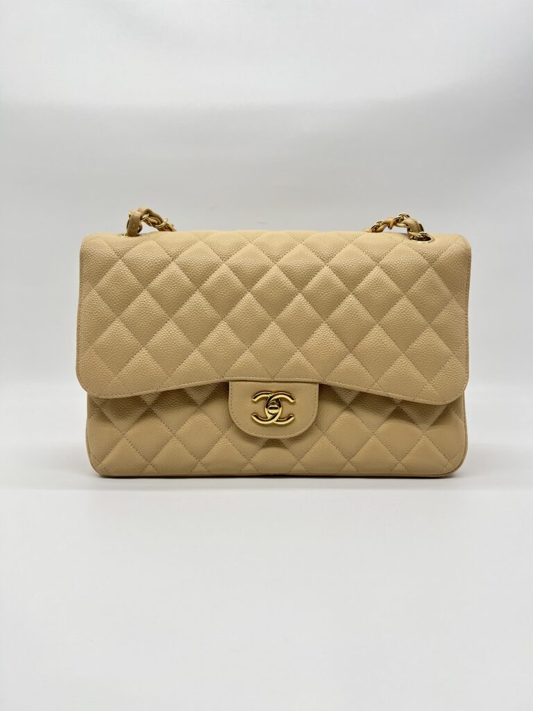 Chanel Classic Jumbo D.Flap Caviar Beige GHW