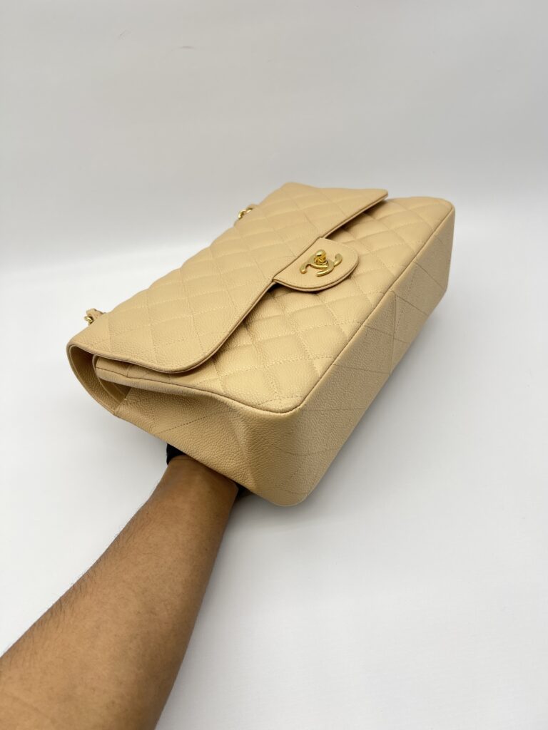 Chanel Classic Jumbo D.Flap Caviar Beige GHW