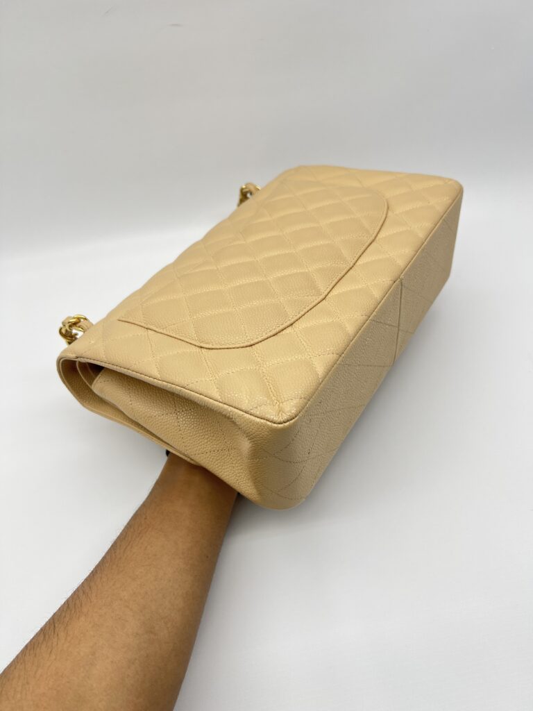 Chanel Classic Jumbo D.Flap Caviar Beige GHW
