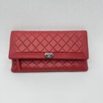 Chanel Boy Fold Clutch Lambskin Red SHW