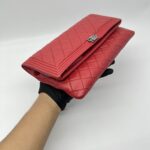 Chanel Boy Fold Clutch Lambskin Red SHW