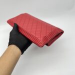 Chanel Boy Fold Clutch Lambskin Red SHW