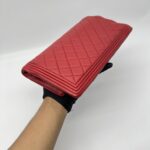 Chanel Boy Fold Clutch Lambskin Red SHW