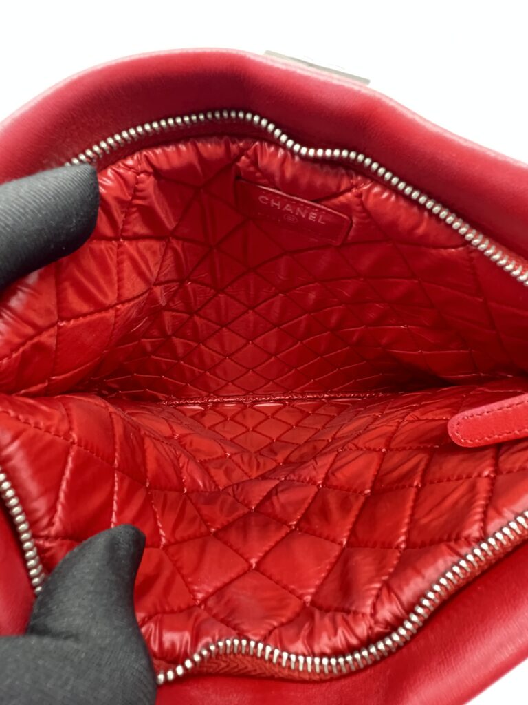 Chanel Boy Fold Clutch Lambskin Red SHW