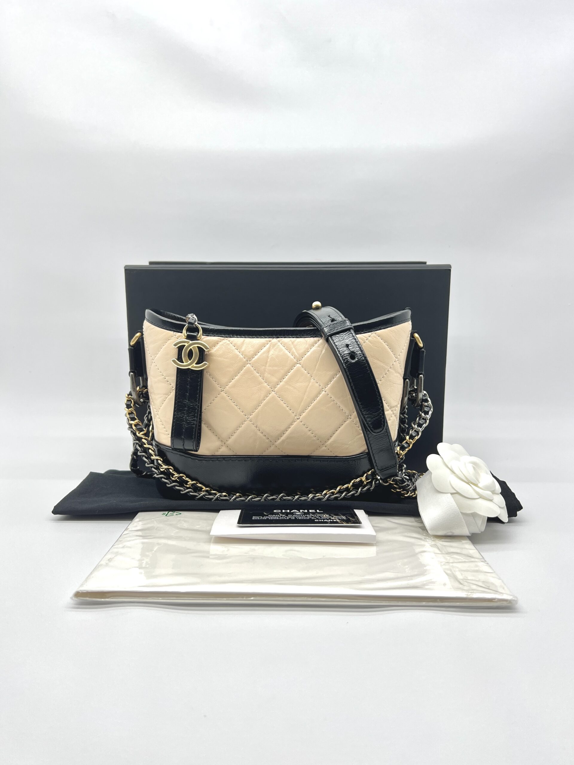Chanel Gabrielle Small Beige Black