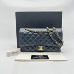 Chanel Medium Classic  D Flap Caviar Navy GHW