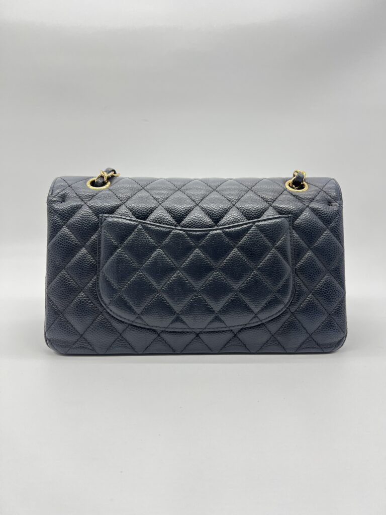Chanel Medium Classic  D Flap Caviar Navy GHW