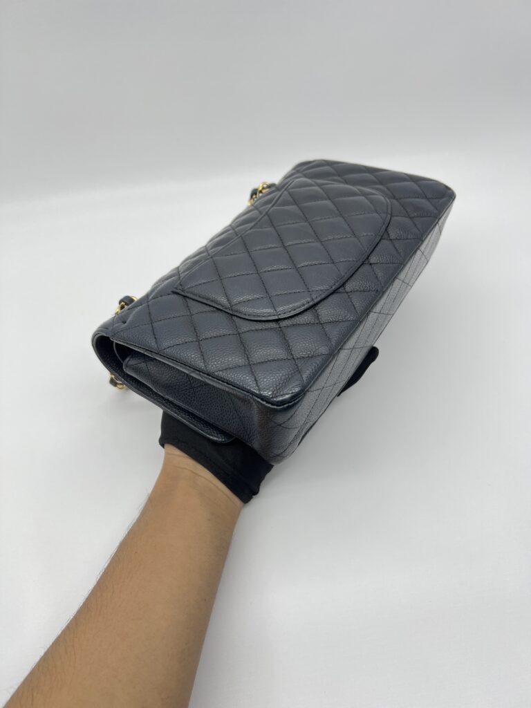 Chanel Medium Classic  D Flap Caviar Navy GHW