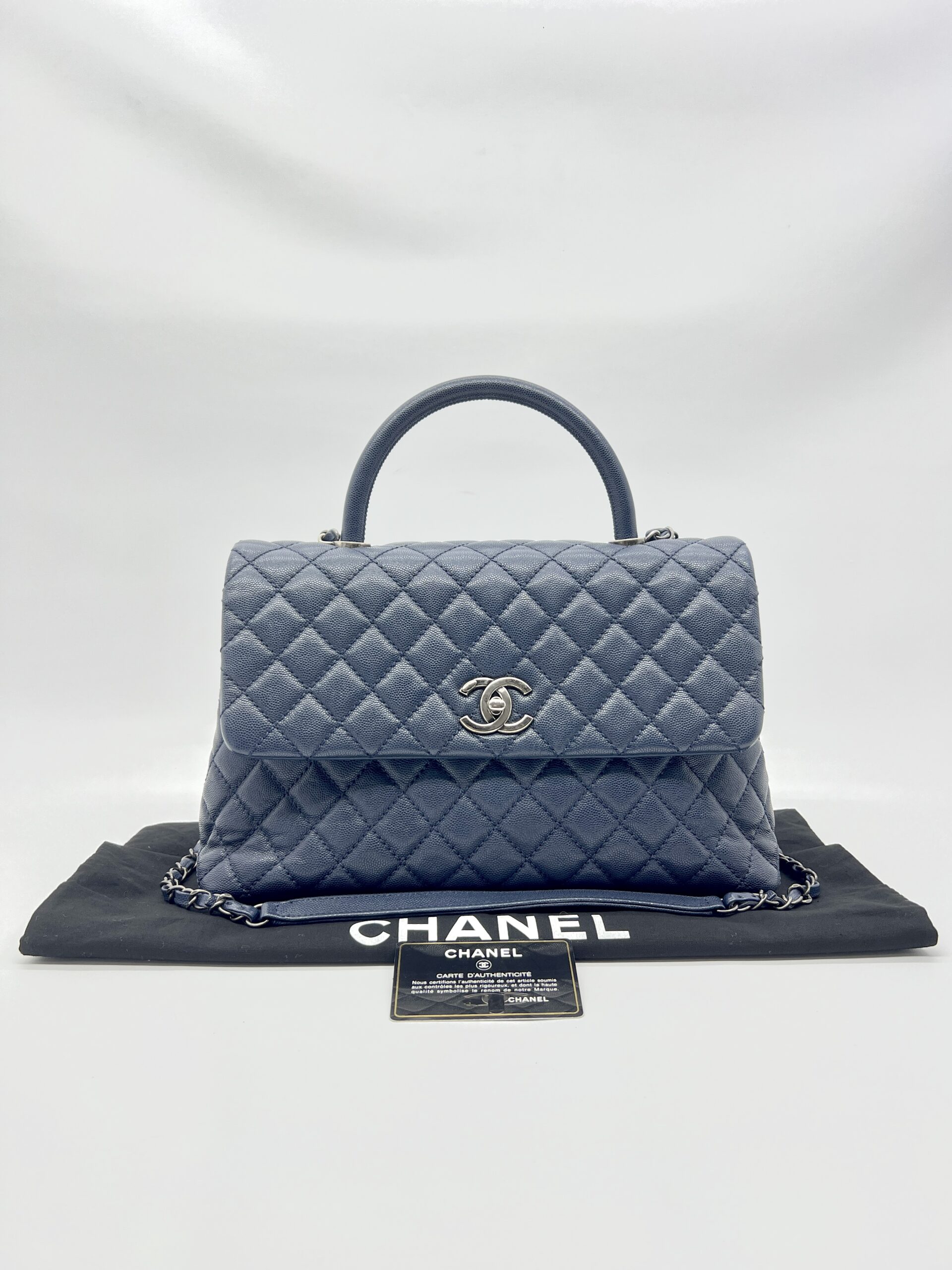 Chanel Coco Handle Large Caviar Navy RHW