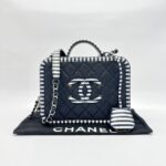 Chanel Filigree Vanity Caviar Black Navy White SHW
