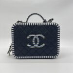 Chanel Filigree Vanity Caviar Black Navy White SHW