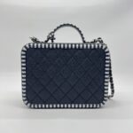 Chanel Filigree Vanity Caviar Black Navy White SHW