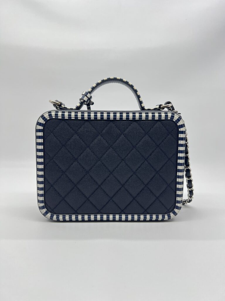 Chanel Filigree Vanity Caviar Black Navy White SHW