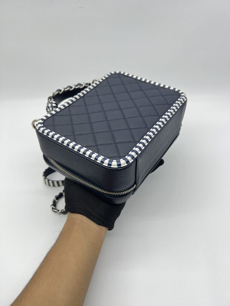 Chanel Filigree Vanity Caviar Black Navy White SHW