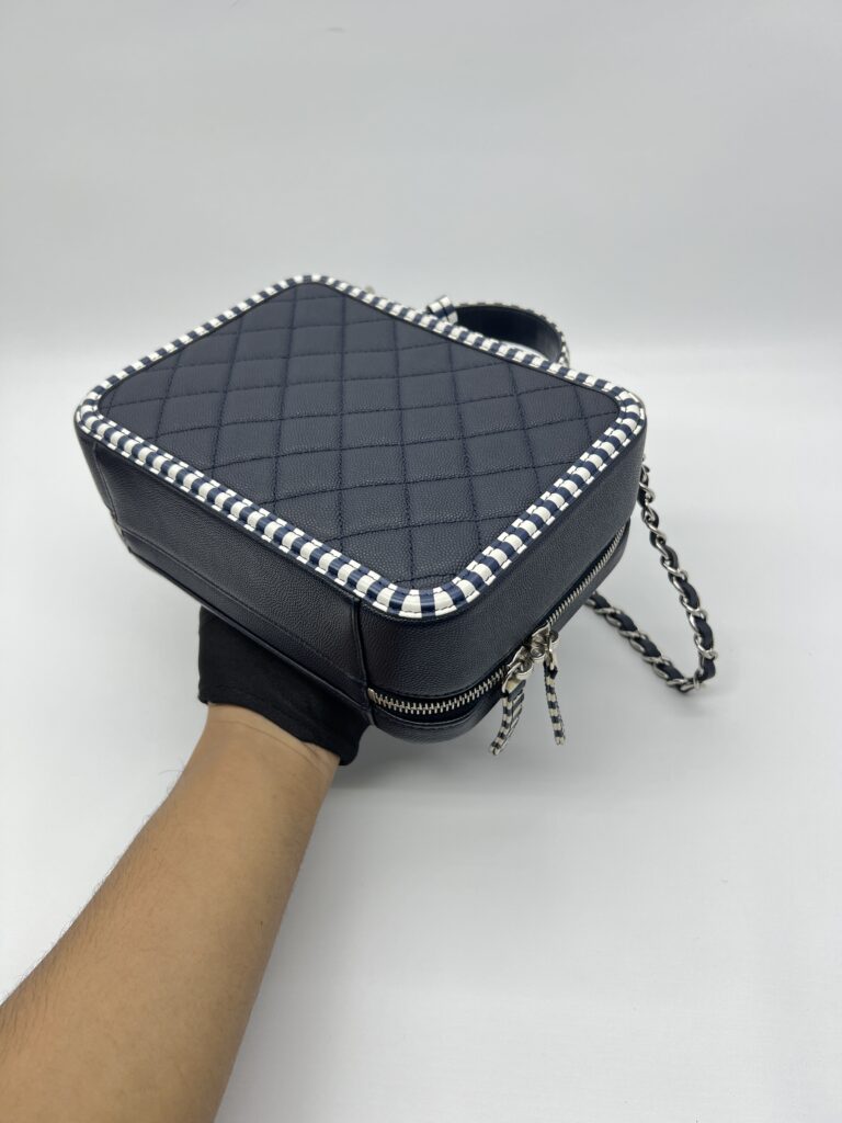 Chanel Filigree Vanity Caviar Black Navy White SHW
