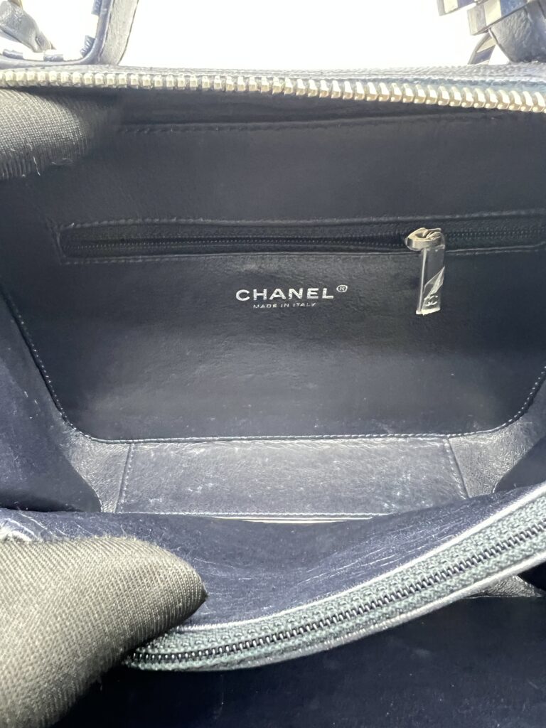 Chanel Filigree Vanity Caviar Black Navy White SHW
