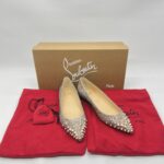Christian Louboutin Sptikysheel Flat Glitter White Gold
