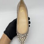 Christian Louboutin Sptikysheel Flat Glitter White Gold