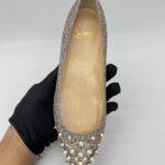 Christian Louboutin Sptikysheel Flat Glitter White Gold