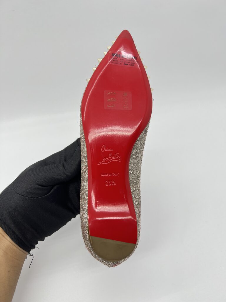 Christian Louboutin Sptikysheel Flat Glitter White Gold