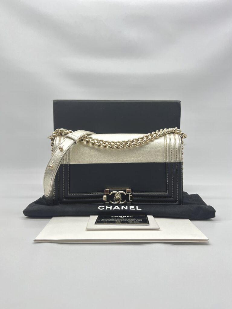 Chanel Boy 25 Bicolor Light Gold Black LGHW