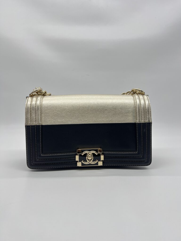 Chanel Boy 25 Bicolor Light Gold Black LGHW