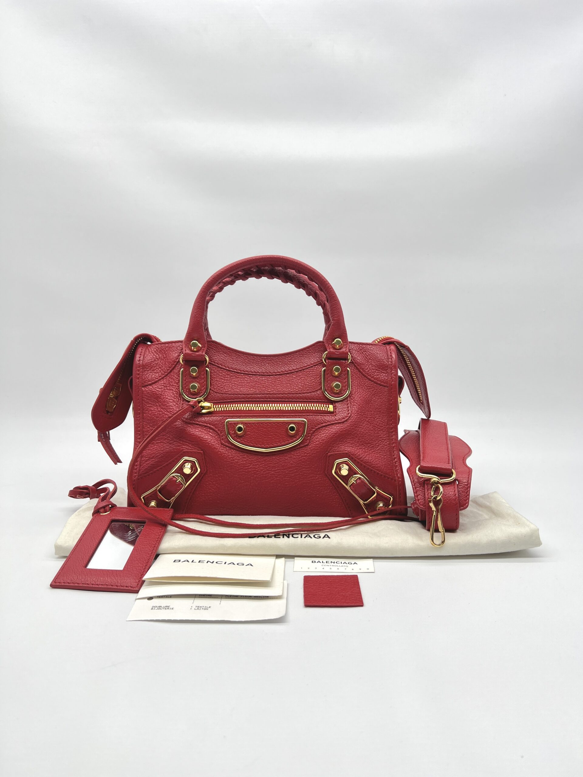 Balenciaga Mini City Edge Chevre Red GHW