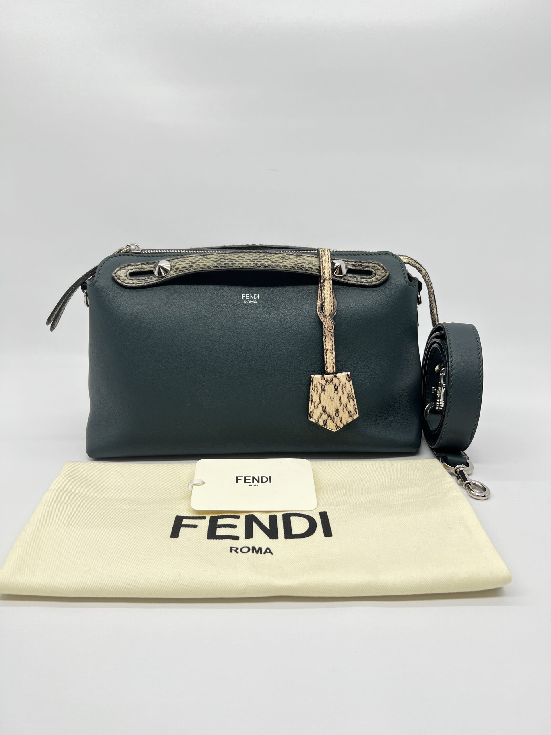 Fendi By The Way Medium Leather Green Snake SHW
