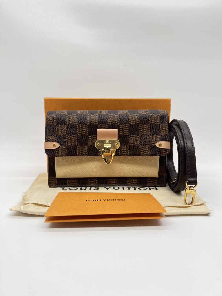 Louis Vuitton Vavin Chain Wallet Damier Ebene Creme Venus GHW