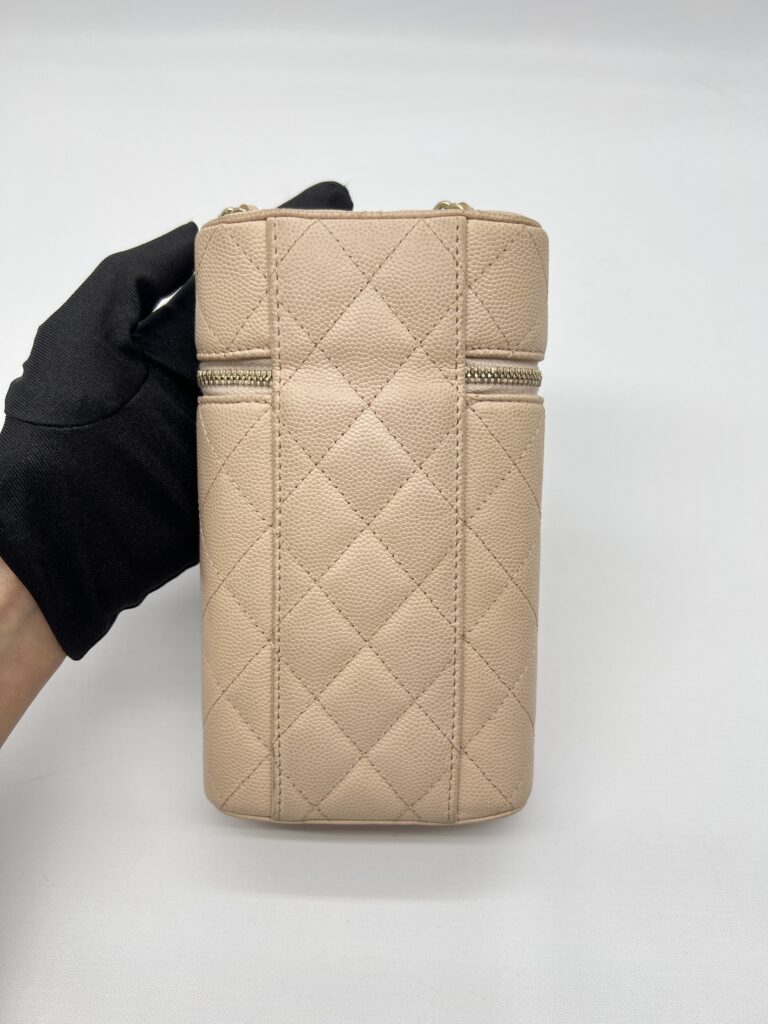Chanel Vanity Phone Holder Caviar Beige GHW