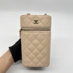 Chanel Vanity Phone Holder Caviar Beige GHW