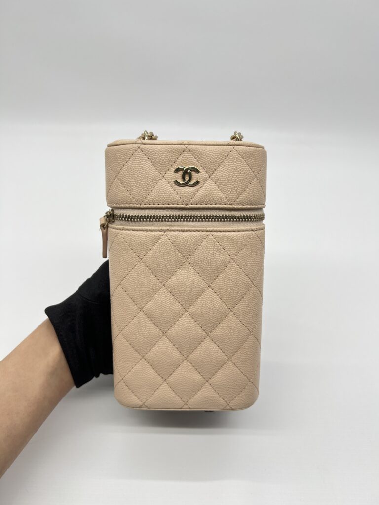 Chanel Vanity Phone Holder Caviar Beige GHW