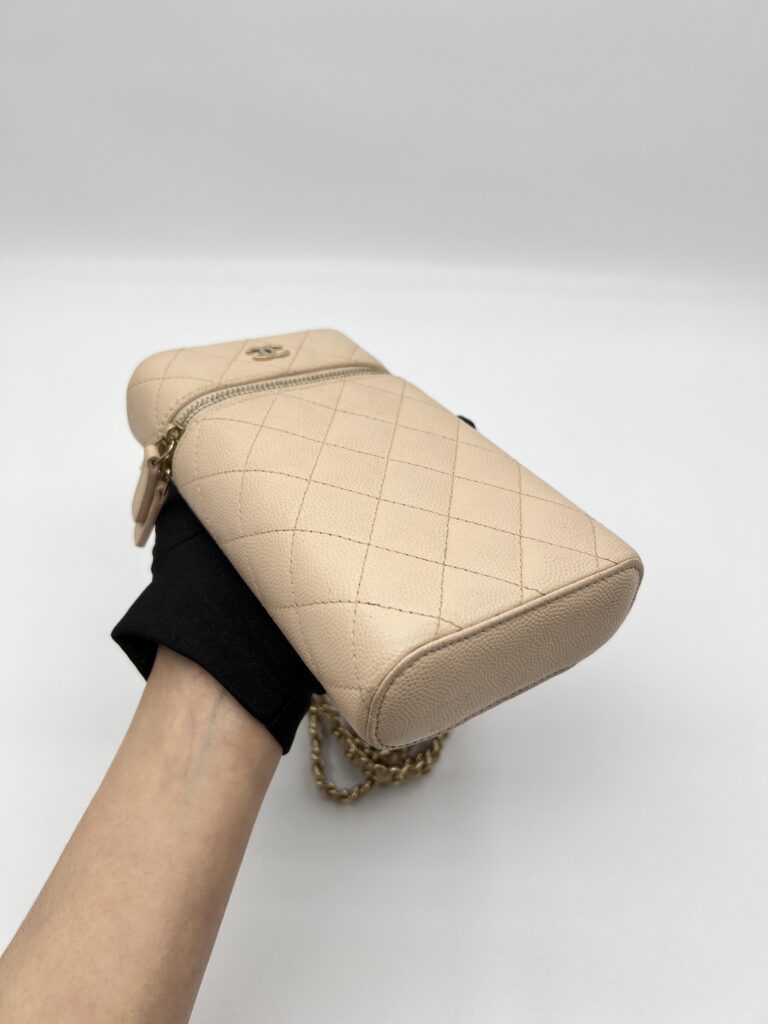 Chanel Vanity Phone Holder Caviar Beige GHW