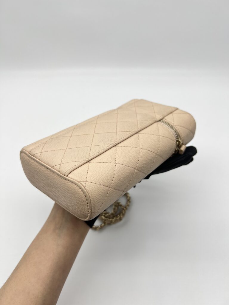 Chanel Vanity Phone Holder Caviar Beige GHW