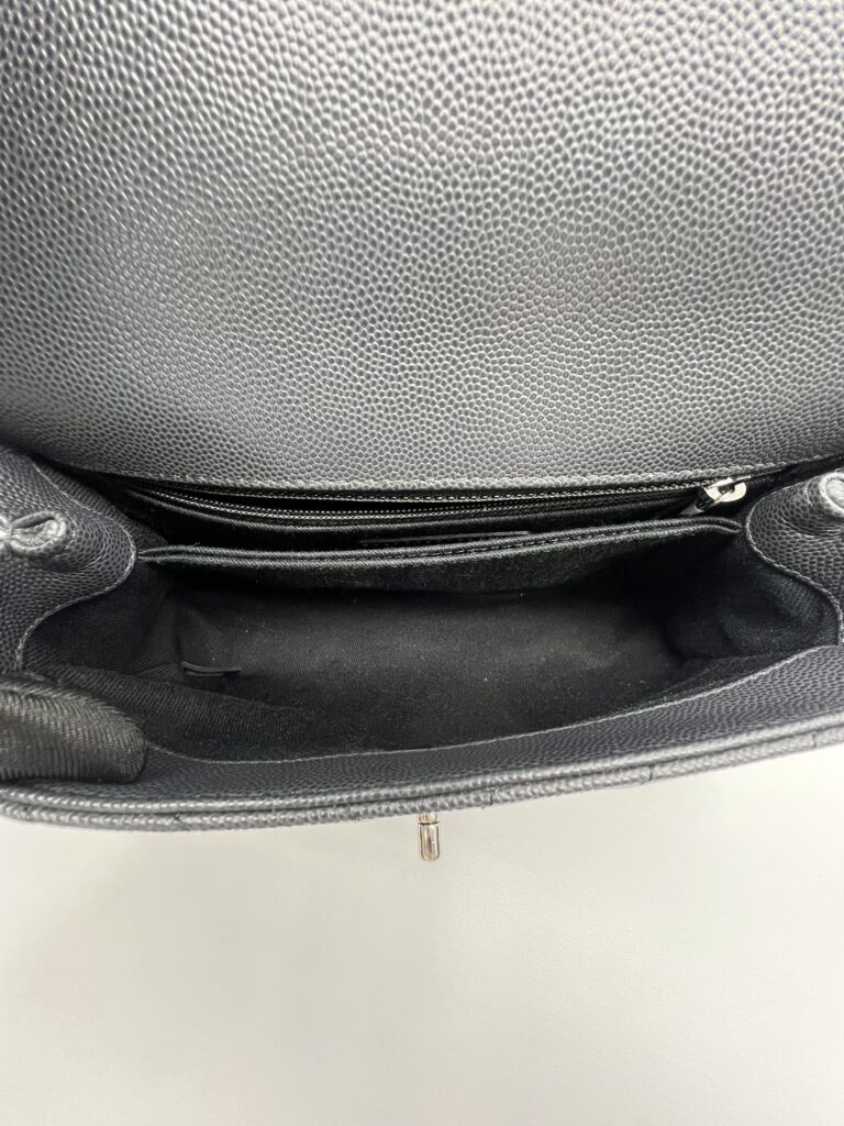 Chanel Coco Handle Small Chevron Caviar Dark Grey Dark Silver HW