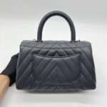 Chanel Coco Handle Small Chevron Caviar Dark Grey Dark Silver HW