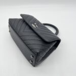 Chanel Coco Handle Small Chevron Caviar Dark Grey Dark Silver HW