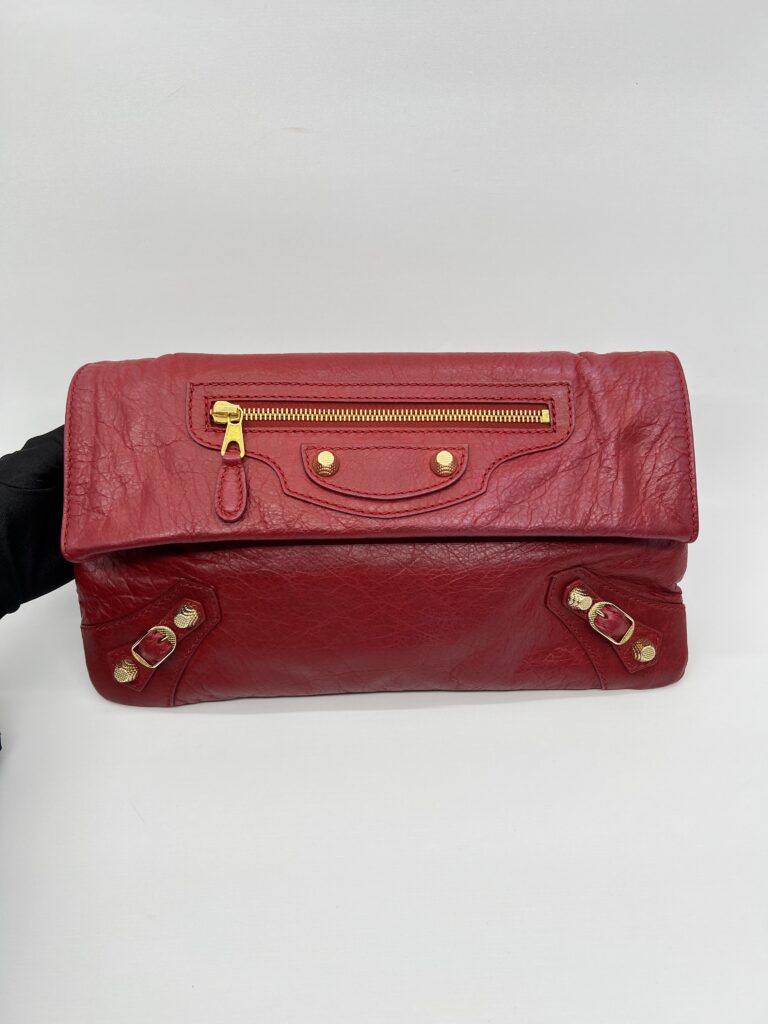 Balenciaga Giant Envelope Clutch Agneau Red GHW