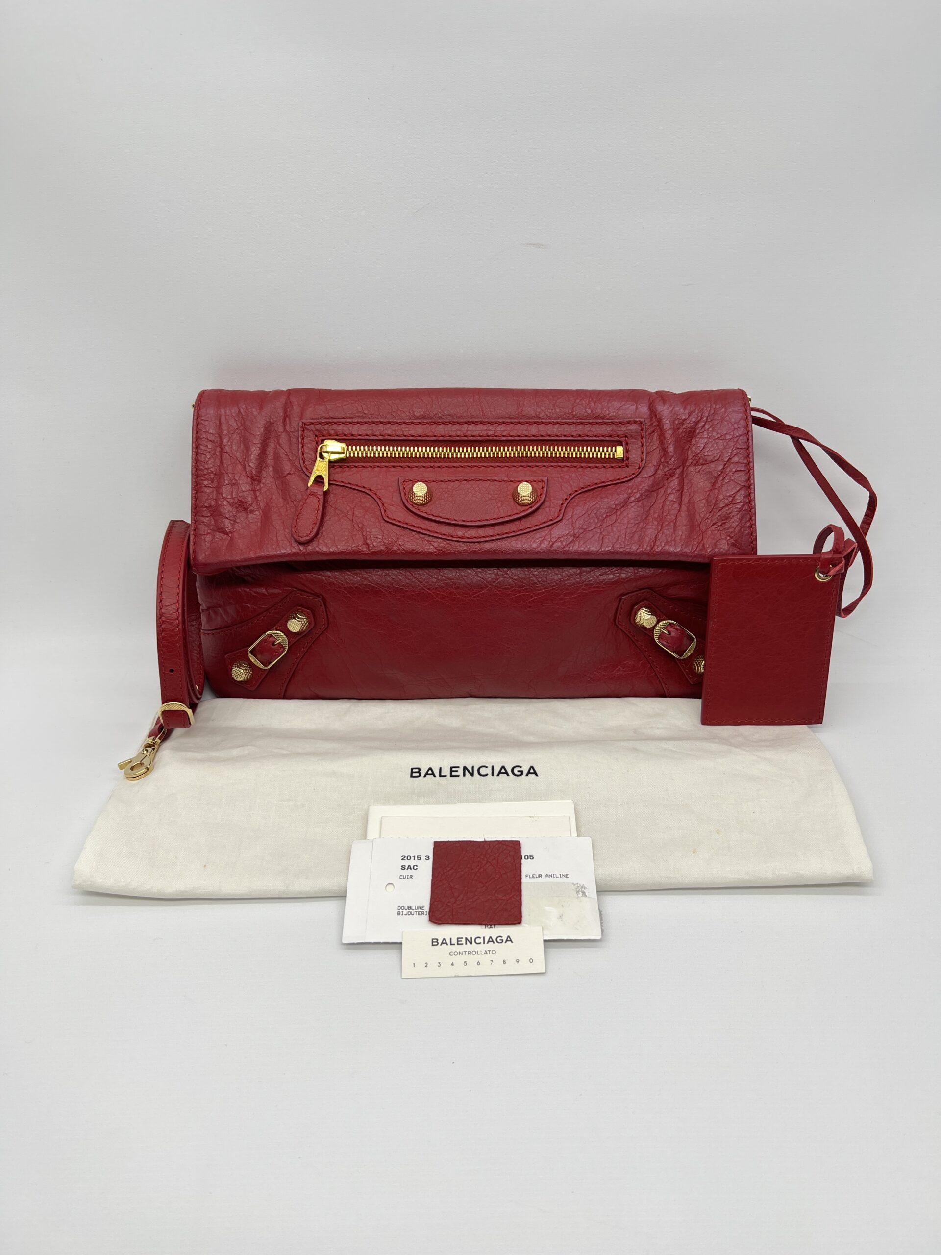 Balenciaga Giant Envelope Clutch Agneau Red GHW