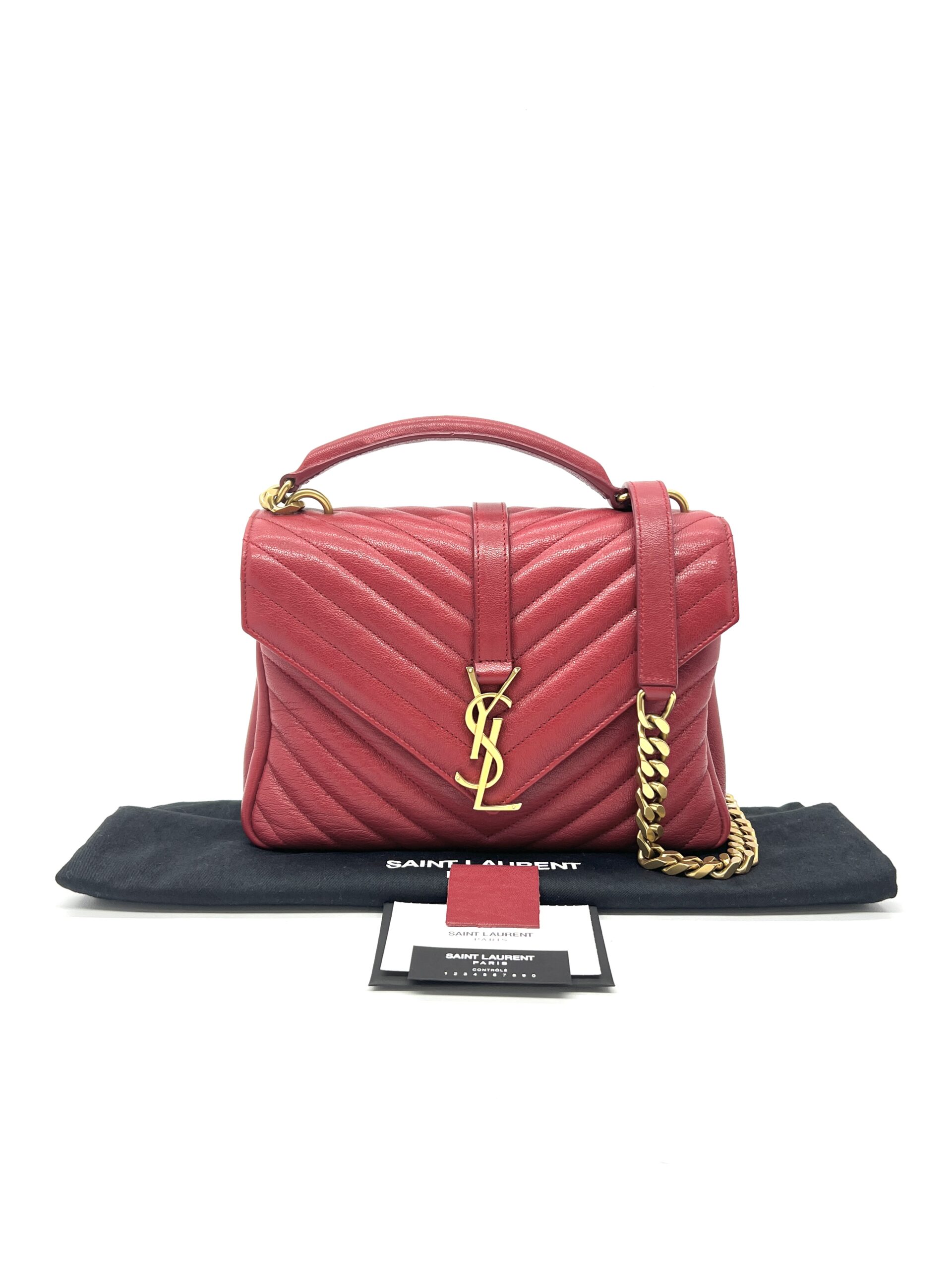 Saint Laurent College Medium Grained Red GHW