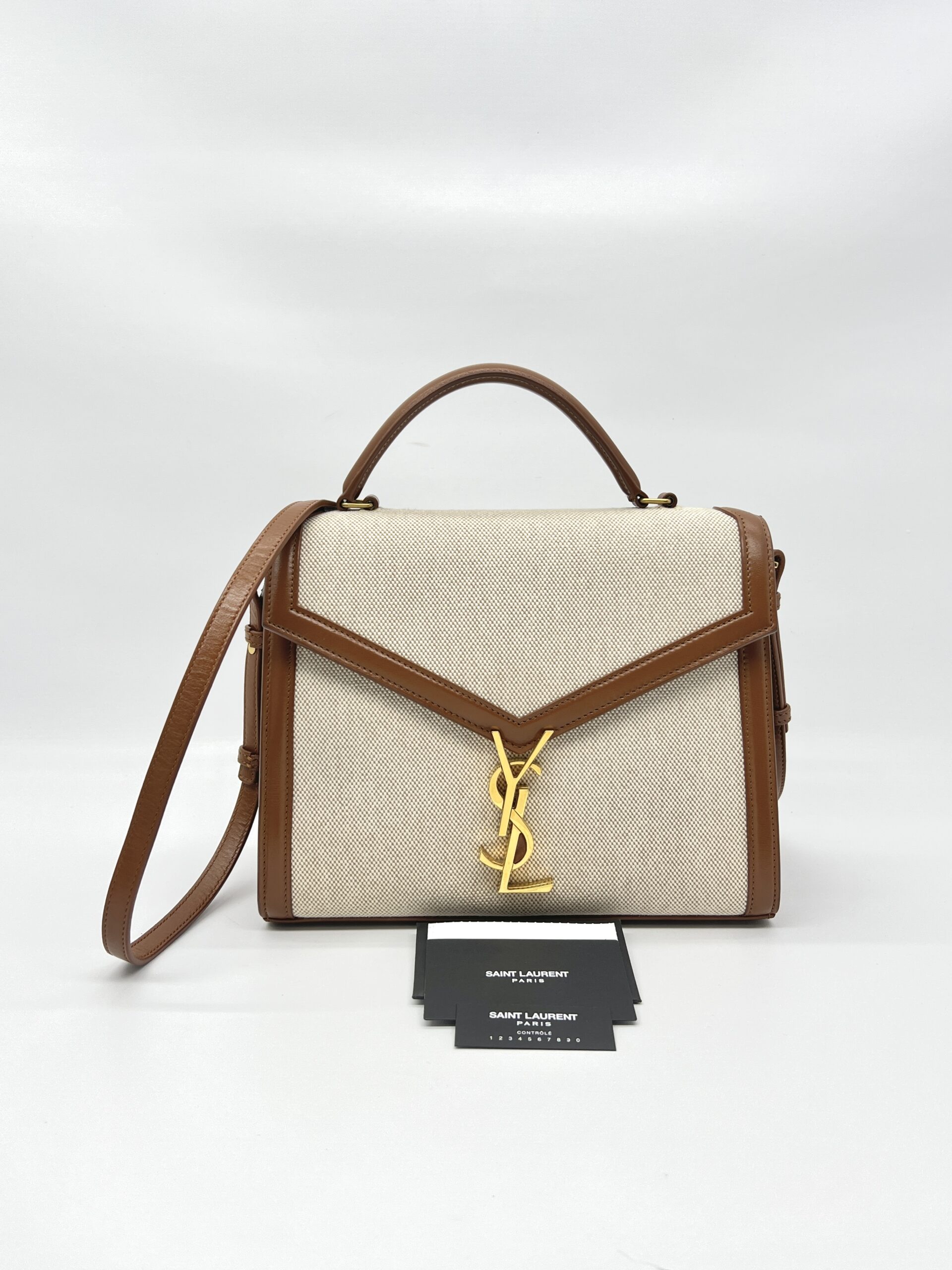 Saint Laurent Cassandra Top Handle Canvas Nature